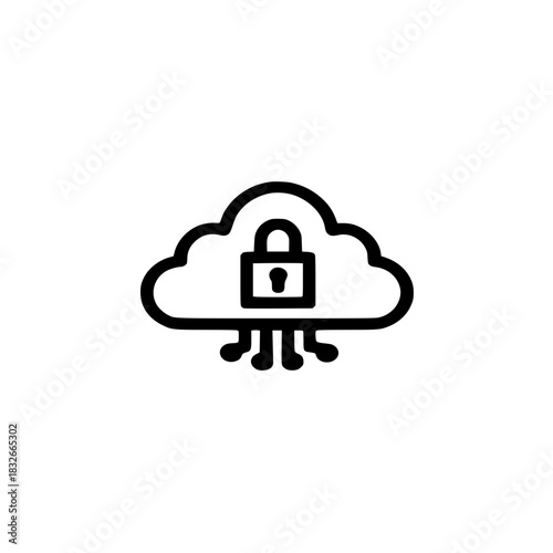 Secure cloud storage concept with padlock icon data protection and digital security design