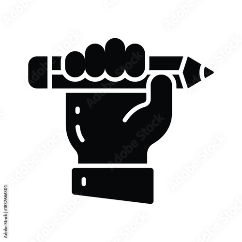 Hand holding a pencil denoting education power, and strength