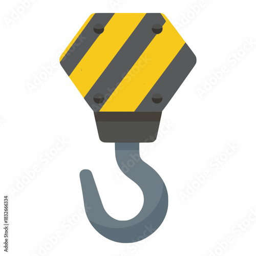 Crane hook building construction industrial tool flat color vector illustration template design