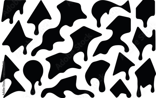 Black and white abstract organic shapes with dripping liquid effect vector