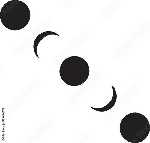 Minimalist Geometric Moon Phase Circle Dots Vector Art