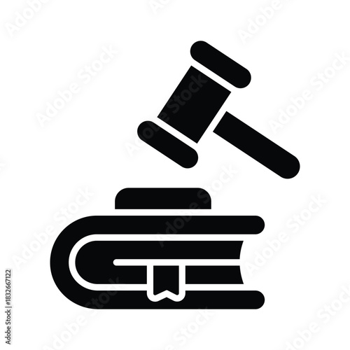 Law textbook glyph vector, legal studies, rules, and civic education