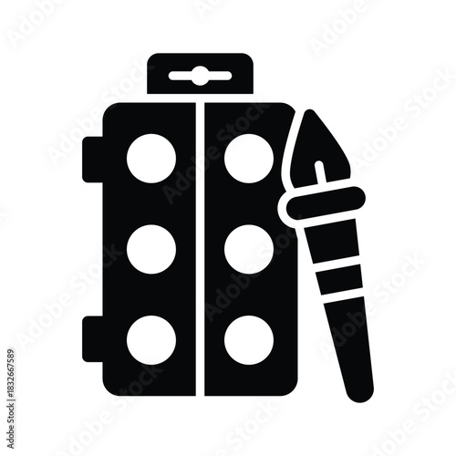 An amazing glyph icon of paint kit, creative arts, and school craft activities