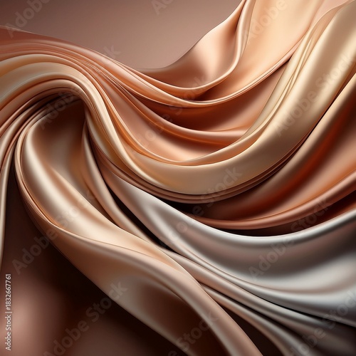 Elegant golden silk fabric background texture luxury smooth satin drapery wave abstract design backdrop material