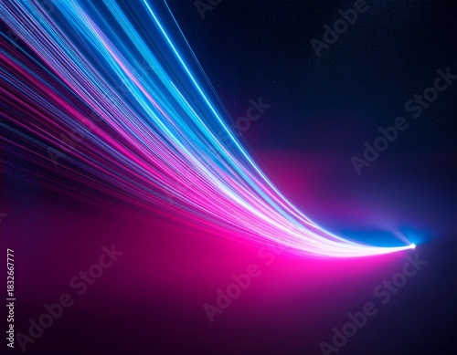 Abstract neon light trails background wallpaper glowing neon pink and blue streaks motion blur effect futuristic design