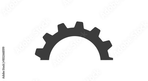 Minimalist black gear icon representing engineering and mechanical systems design