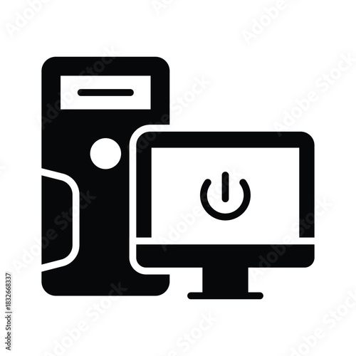 An eye catching glyph icon of computer in modern style