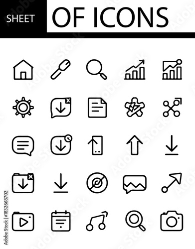 A modern set of educational and academic icons suitable for school materials and e-learning platforms.
