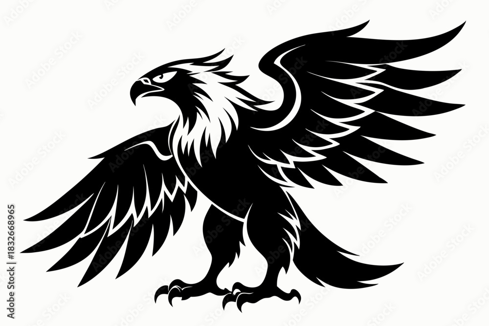 Obraz premium eagle silhouette black and white on white background