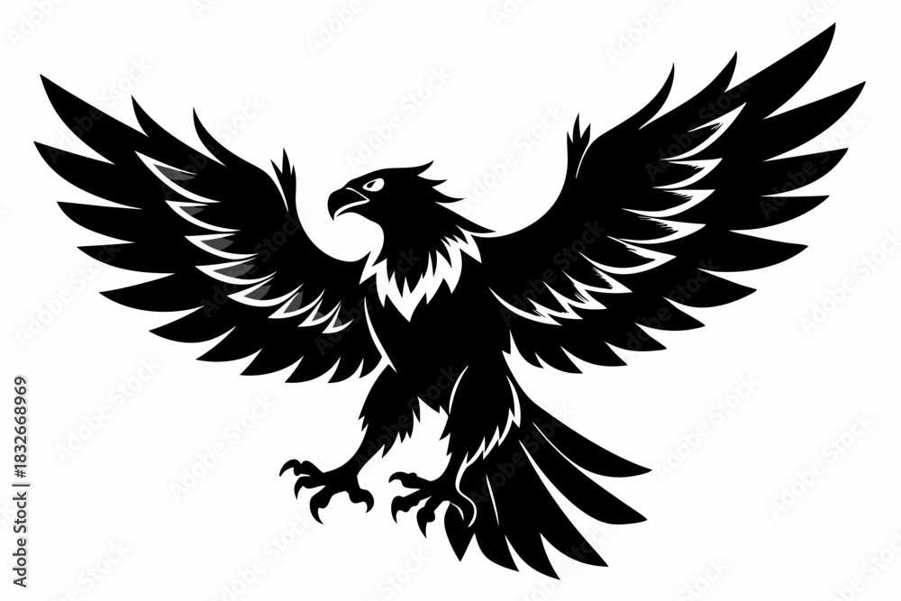 Obraz premium eagle silhouette black and white on white background