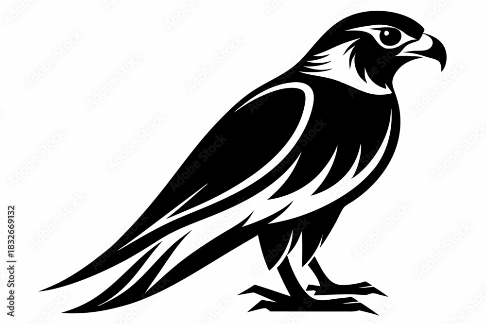 Obraz premium falcon silhouette black and white line art on white background