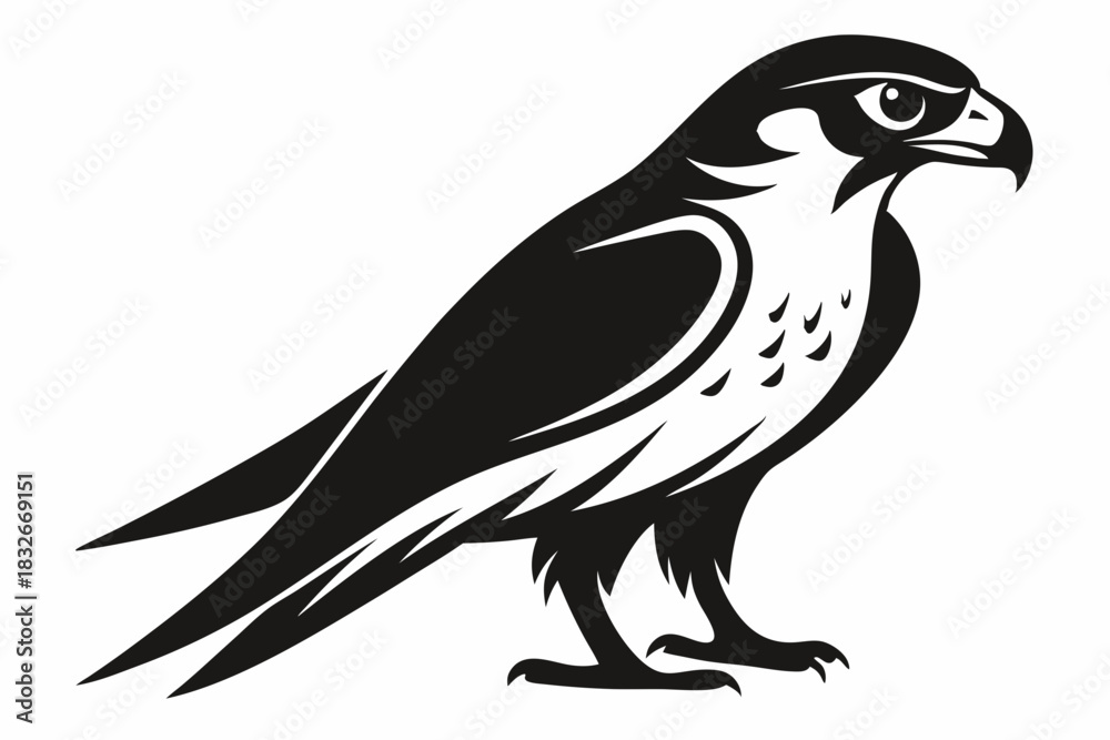 Obraz premium falcon silhouette black and white on white background