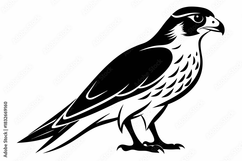 Obraz premium falcon silhouette black and white on white background