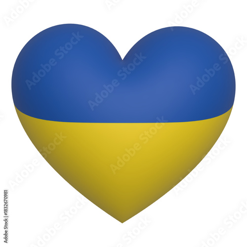Ukraine flag heart 3d icon vector illustration
