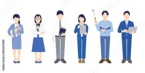 働くビジネスパーソンのイラストセット素材