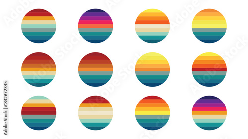 Retro Vintage Sunset Distress Striped Texture Background Graphic for T-Shirt Design & Other Printable Decoration Design.