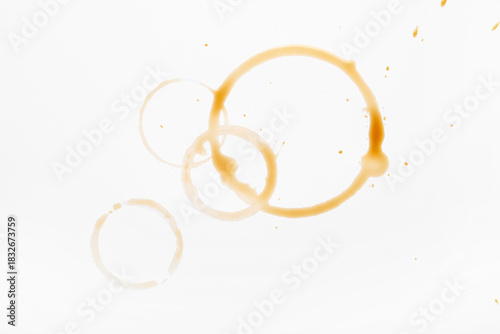 Coffee cup rings on white b...