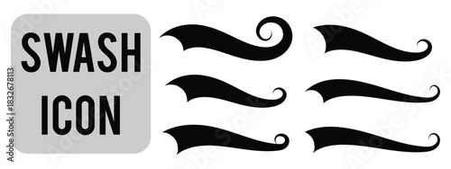 Swoosh and swash tails collection. Swooshes text tail for baseball design. Sports swash underline shapes set in retro style. Swish typography font element for athletics, baseball, football. EPS 10. 