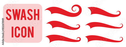 Set of baseball swoosh and swash tails. Sports swash shape set, text underlines for baseball design. Hand drawn font elements in retro style for athletics, baseball. Swirl stroke swish underline shape