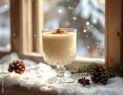 Creamy Holiday Eggnog in Cozy Winter Atmosphere