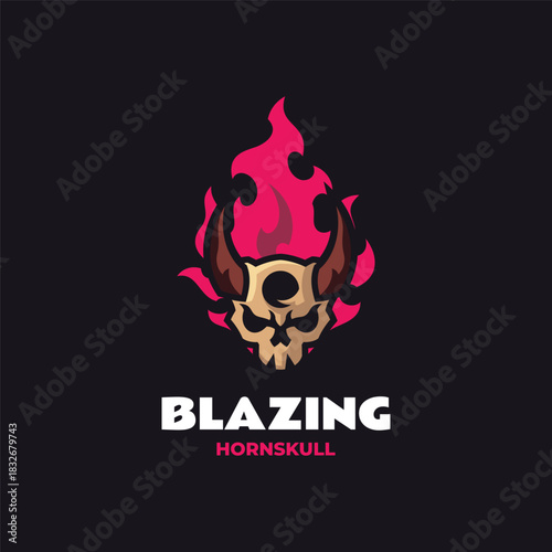 Mascot Skull Fire Logo Design