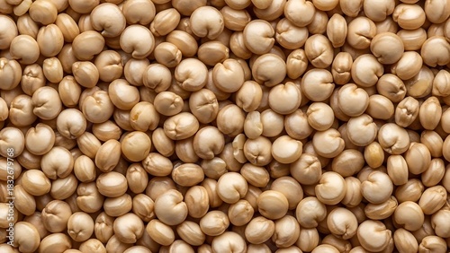 Pile of raw white quinoa seeds, full frame, close up.