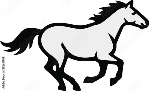 horse logo monoline badge crest for corporate identity and signage