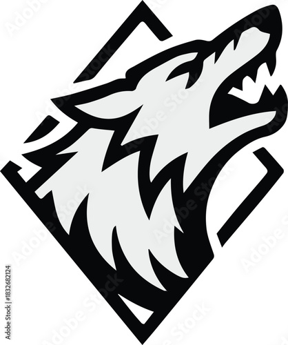 wolf logo howling head minimalist emblem for outdoor team