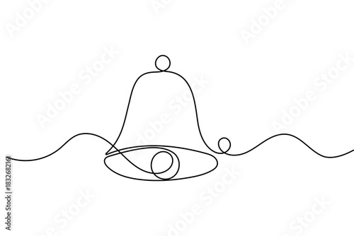 Bell continuous one line drawing minimalist outline vector ribbon christmas illustration design
