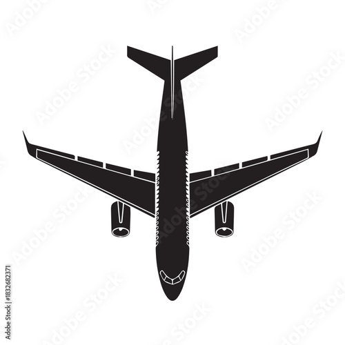 airplane top view silhouette vector icon for aviation design