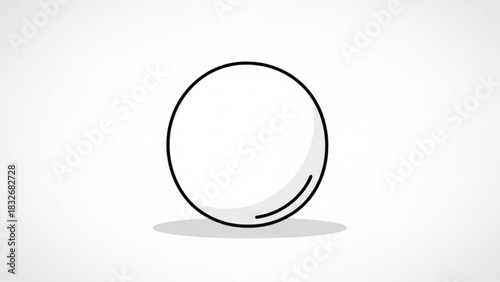 A simple clean hand drawn black outline of a perfect circle with a subtle shadow and highlight isolated on a white background representing wholeness and simplicity