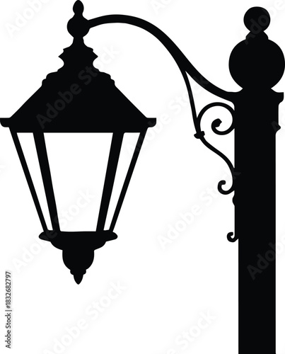 lamppost lantern silhouette vector park pathway garden streetlight