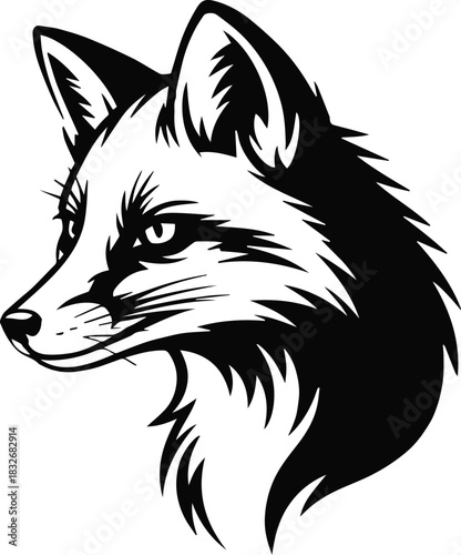 fox silhouette vector head profile line art for logo use