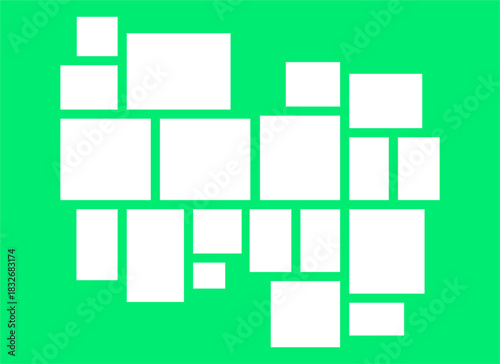 Pictures or photos frame collage, page grid layout abstract photo frames and digital photo wall template
