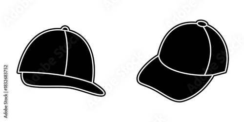 Simple hat silhouette icon isolated on white background, featuring a clean minimal shape suitable for fashion, apparel, and accessory design projects.