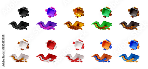 3D Gift box and open gift box icon set. Holiday present with shiny ribbon. Birthday, Christmas, New Year, Valentines Day present concept. Vector illustration.