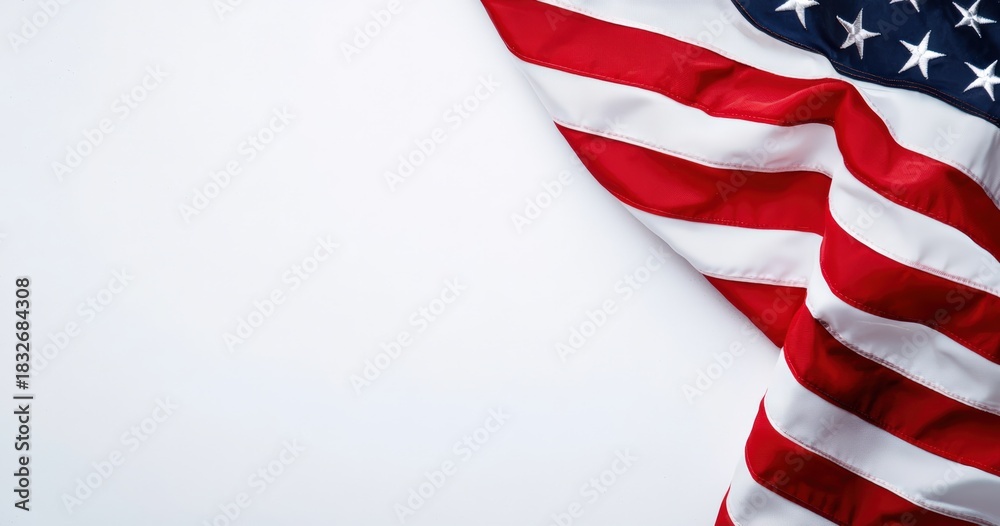 Obraz premium American flag fabric showing red stripes and white stars, creating a patriotic background with ample copy space