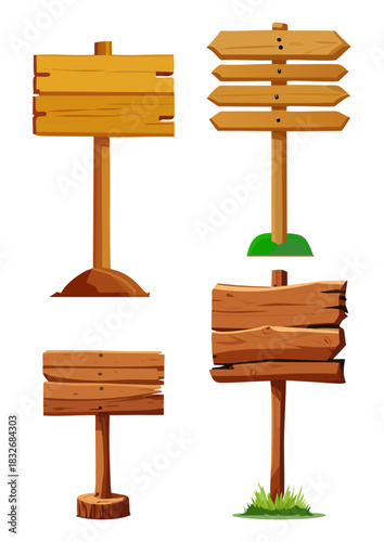 木製看板ベクターイラストセット	