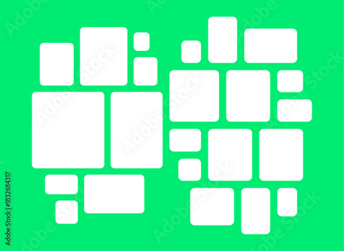 Pictures or photos frame collage, page grid layout abstract photo frames and digital photo wall template
