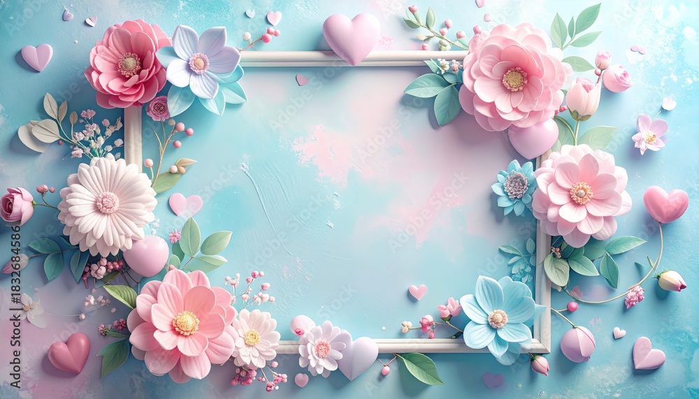 Fototapeta premium Romantic pink heart background illustration for a Valentine's Day celebration card