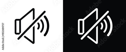 Simple black and white mute speaker icon for silent mode user interface