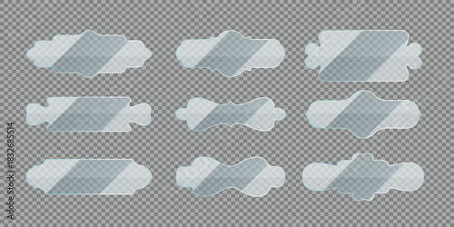 Frosted glass frames and banners perfect for user interface design elements.