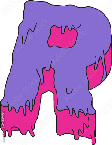 Fotografie Dripping Purple and Pink Letter R Cartoon Illustration