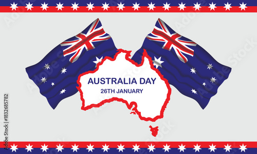 Gradient background for happy Australia day vector illustration.