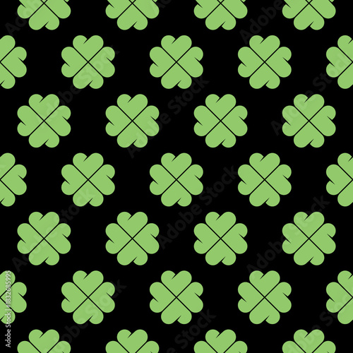 Clover leaves seamless pattern isolated on black background