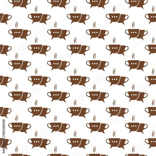 Coffee talk seamless pattern isolated on white background
