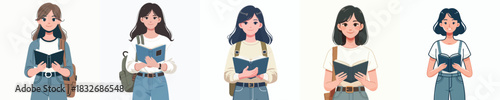 vector of a student carrying a bag and books