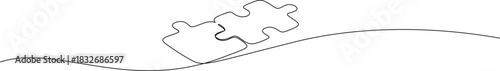 Puzzle line art vector isolated on white .continuous line style design element