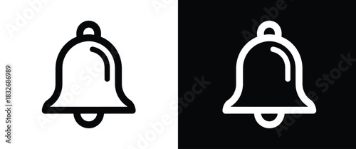 Notification Bell Icons Black and White Variants for Alerts and Reminders