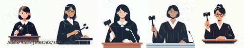vector female judge banging the gavel of justice